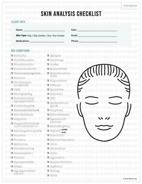 Skin Analysis Checklist Pad