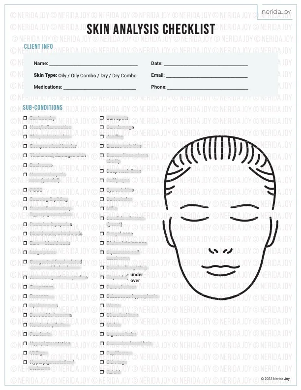 Skin Analysis Checklist Pad