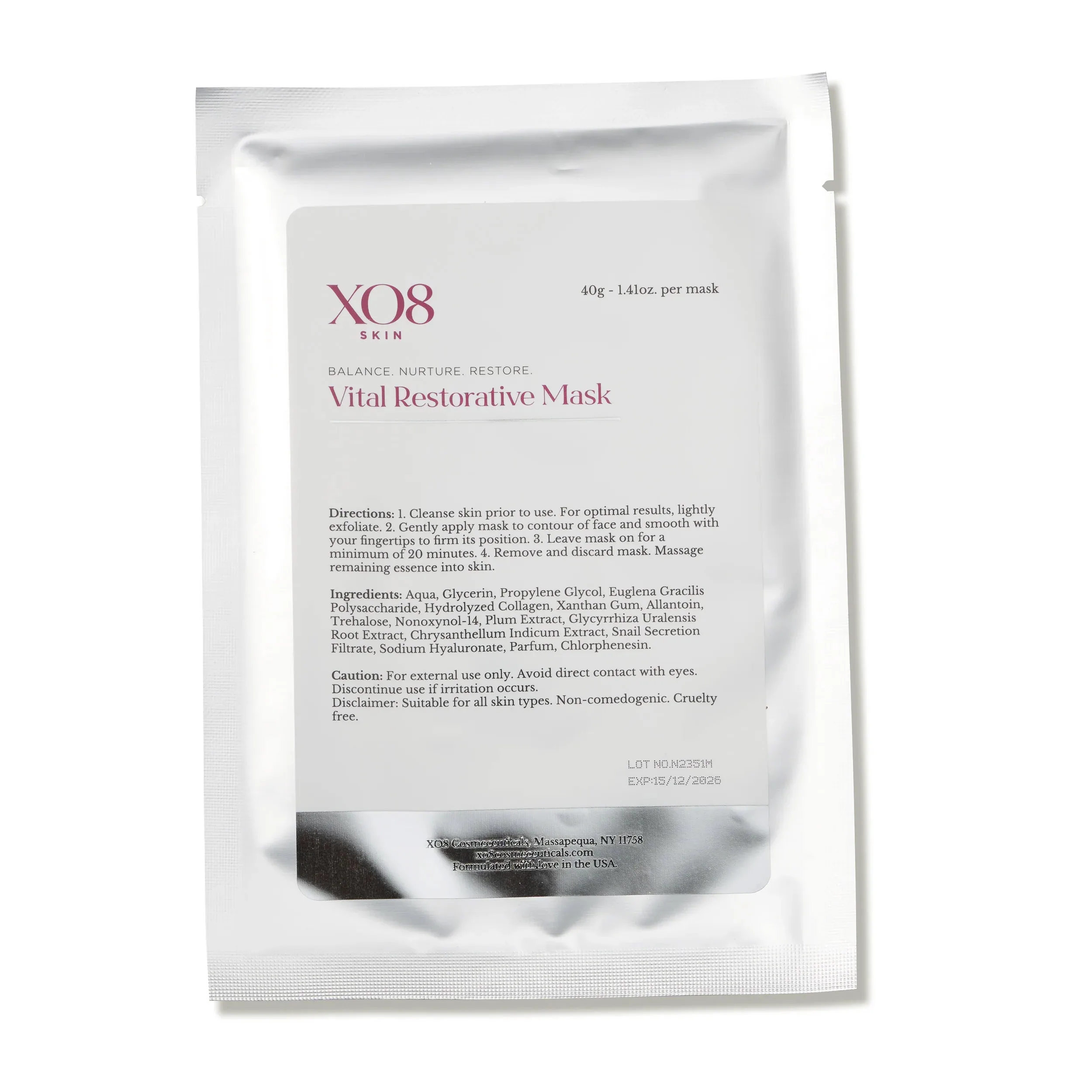 XO8 Vital Restorative Face & Neck Mask Duo